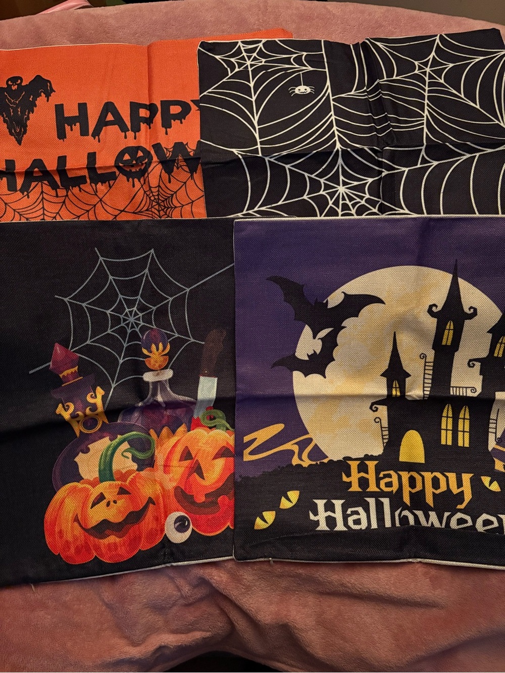 Pack of 4 18”x18” Halloween pillowcases